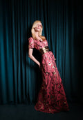 Vestido Longo Galhos e Folhas — Cereja