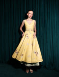 Vestido Midi Evasê Decote V (VC220) Pintura Manual