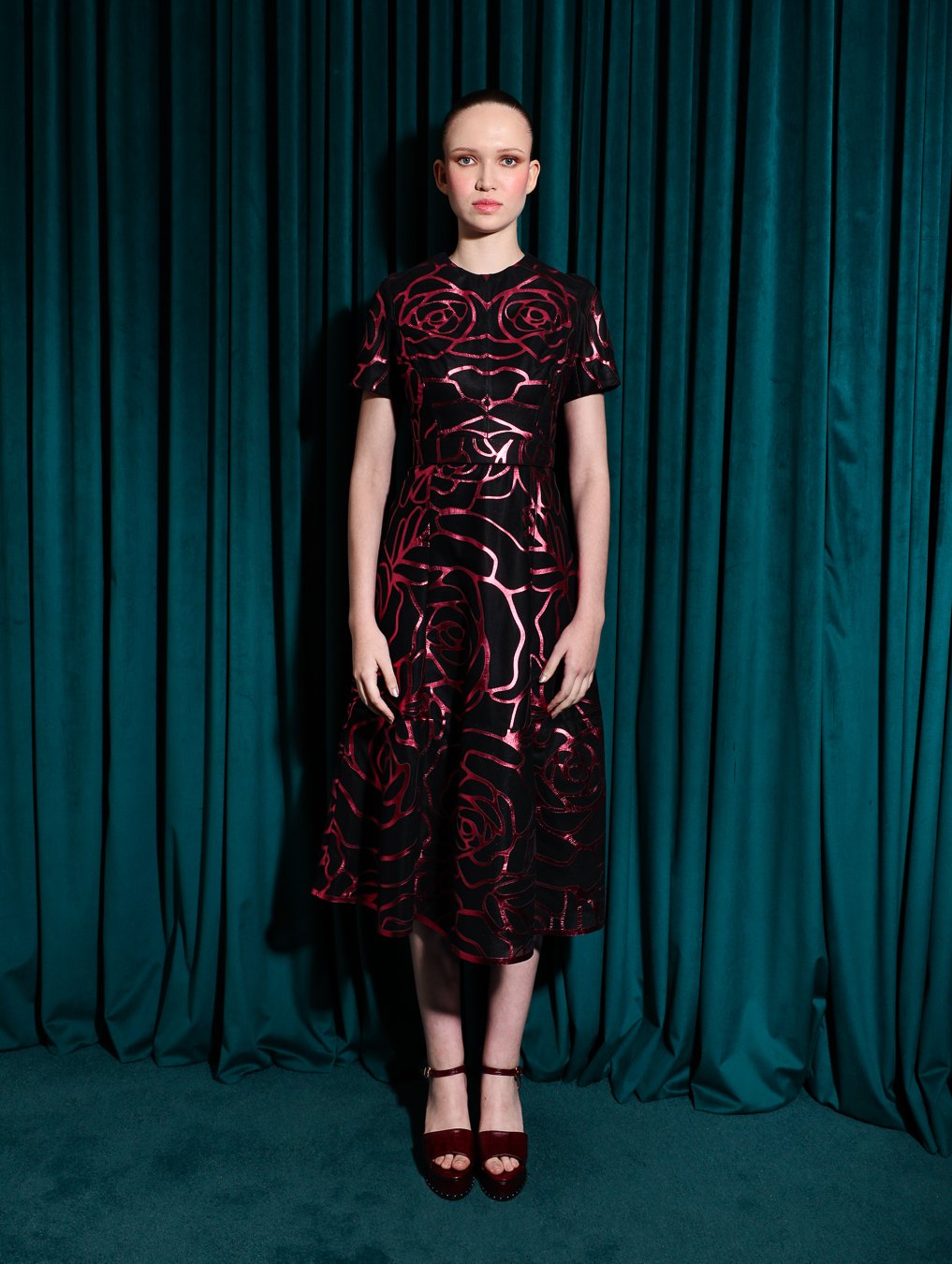 Vestido Midi - Laser Mosaico Rosas Grande