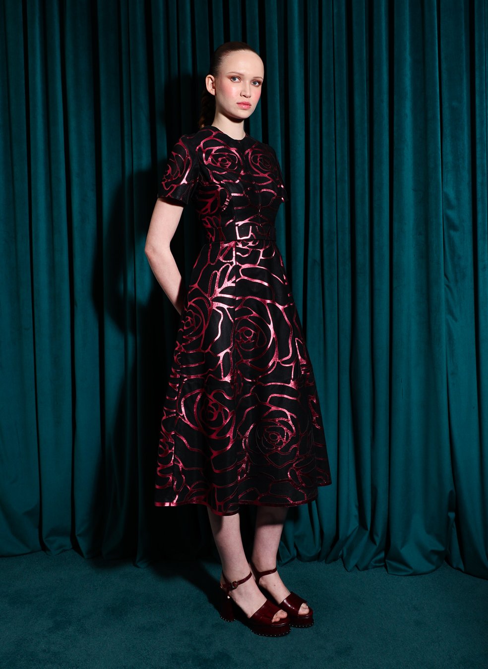 Vestido Midi - Laser Mosaico Rosas Grande
